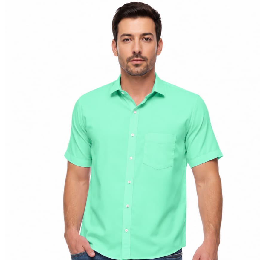 Camisa Social Masculina Manga Curta - Microleve Não Amassa