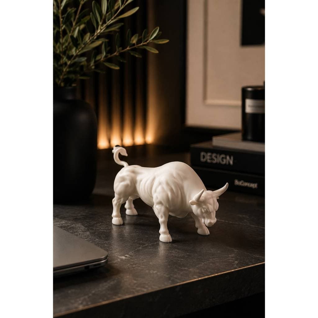 Escultura Touro Decorativa Minimalista | Design Moderno para Sala, Escritório e Estante