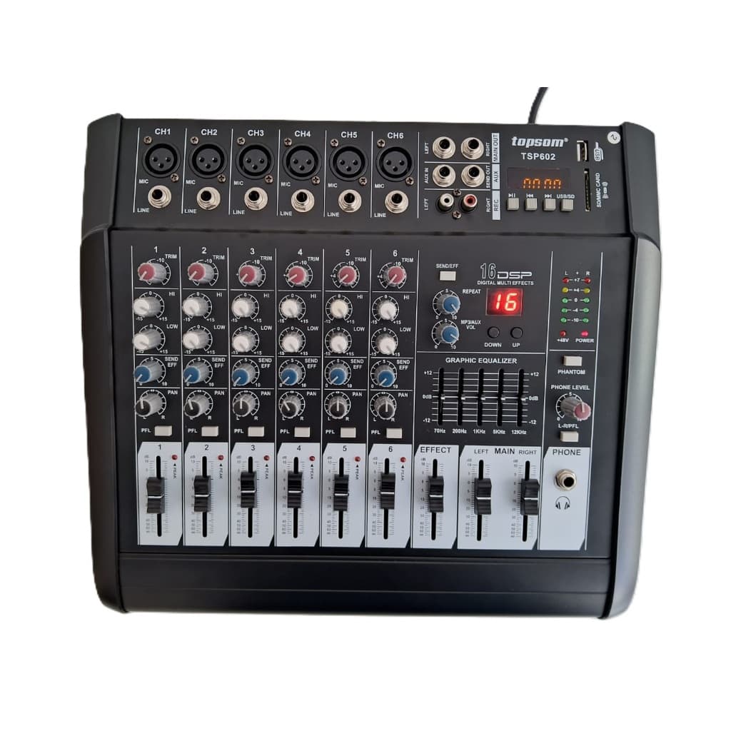 MESA AMPLIFICADA COM 6 CANAIS / 500WATTS RMS / TOPSOM TSP602