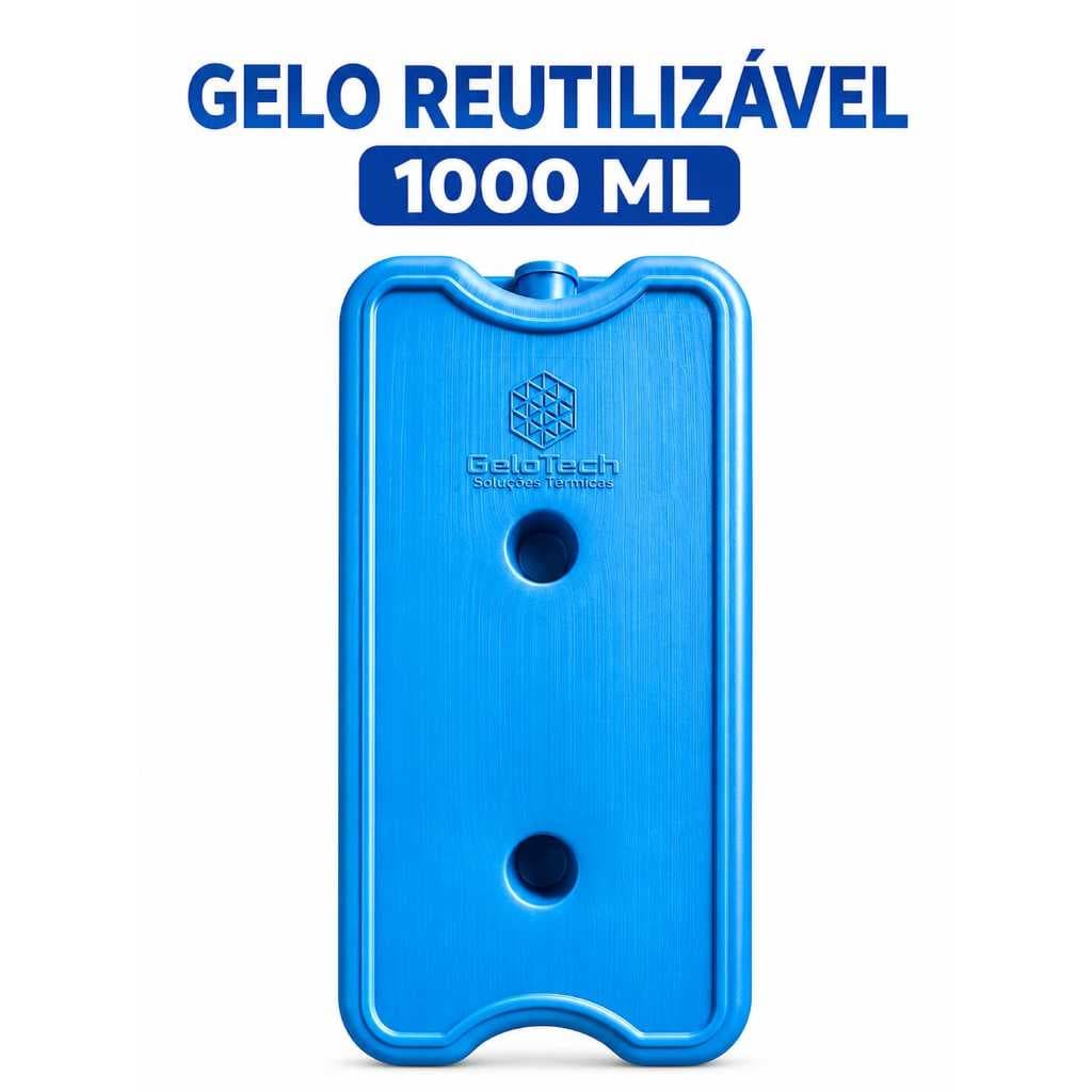 Gelo Reutilizável 1000 ml Gelotech  Mantém Gelado Até 8h Não Molha Gel Artificial Atóxico Envio Rápido + Frete Grátis