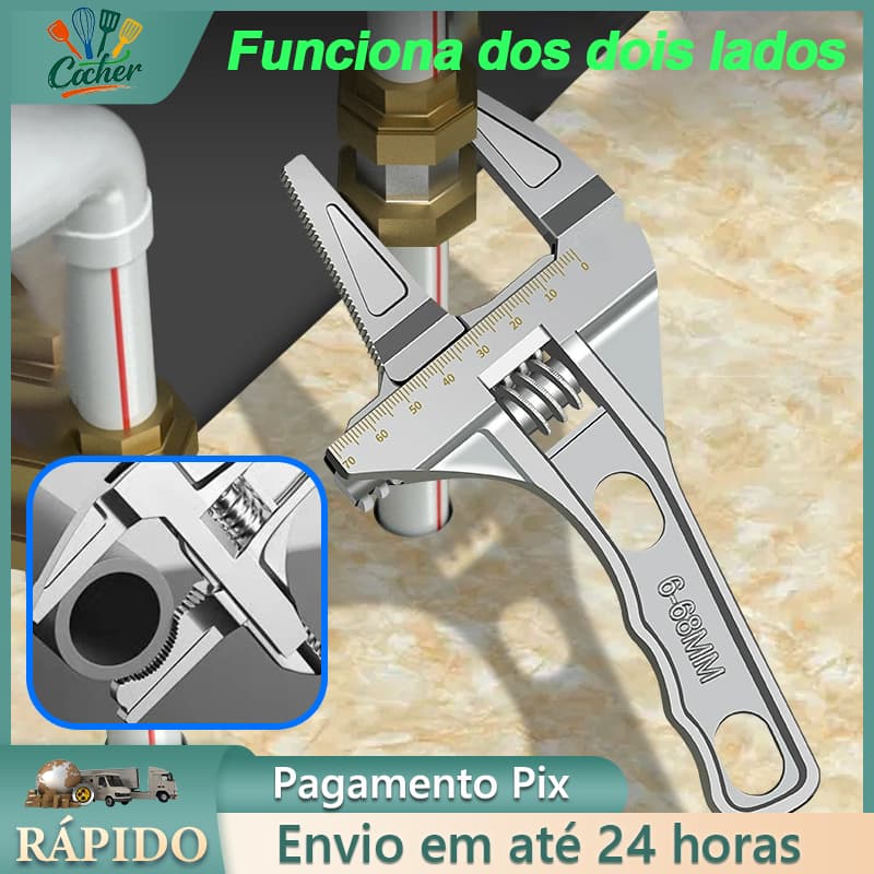 Chave Hidráulica e Inglesa Chave Multifuncional Ajustável para Banheiro Ideal para Torneiras e Pias