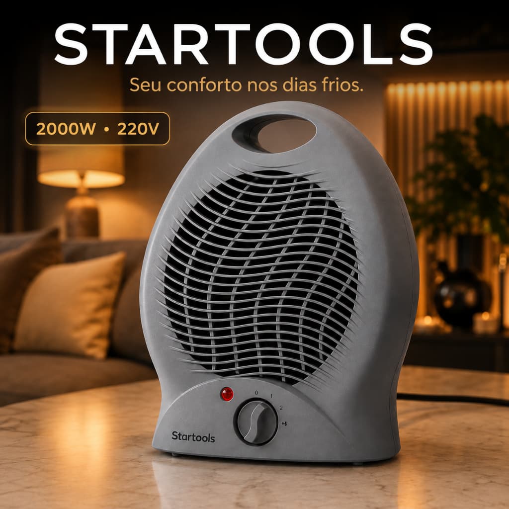 Aquecedor de Ar Elétrico STARTOOLS 2000W 220V – Cinza