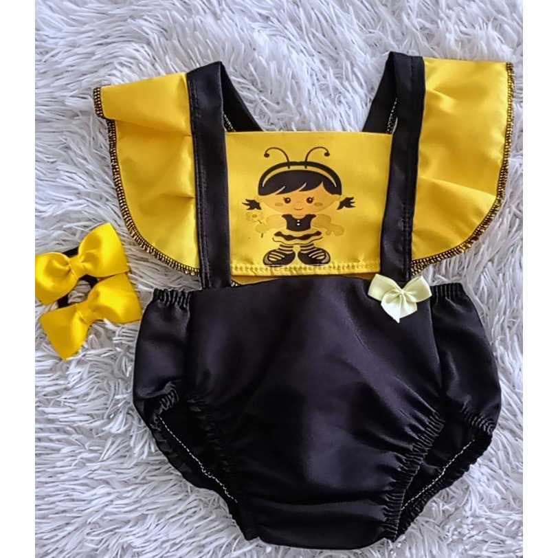 Jardineira Romper Salopetes Bebê Menina Body Temático Book Festa Mesversário ensaio