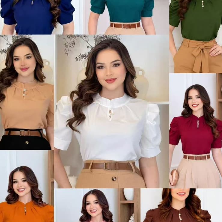Blusa Feminina Plus Size G1 G2 G3 Social Manga Curta Bufante Moda evangélica