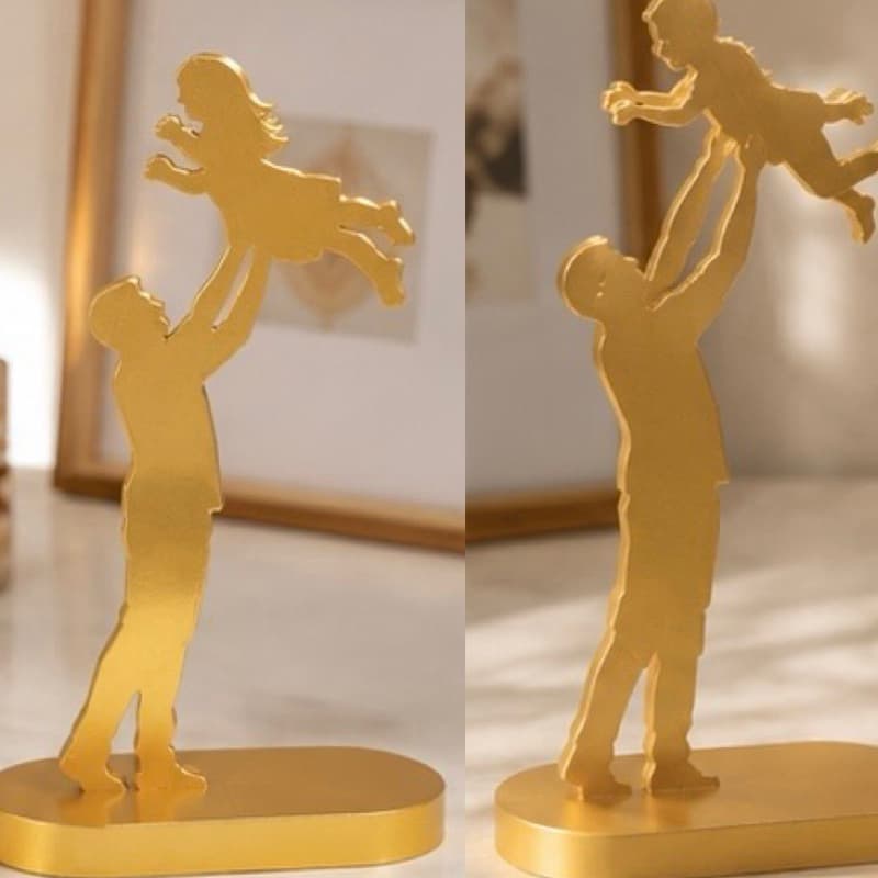 Escultura Decorativa Pai e Filha Pai e filho em Silhueta – Estátua Minimalista - Dia dos Pais, Aniversário e Decoração