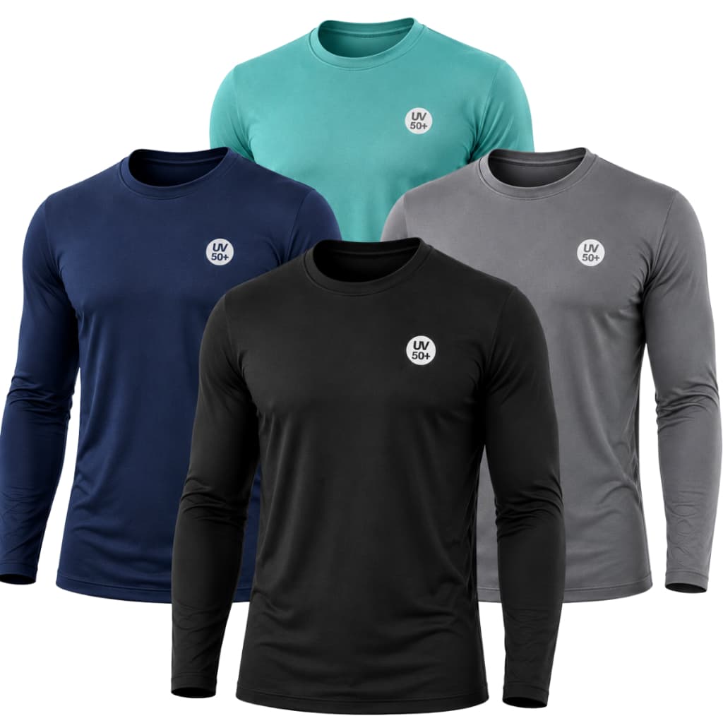 Kit 4 Camisa Térmica Masculina Uv50+ Camiseta Masculina Segunda Pele Praia Corrida Verão Premium