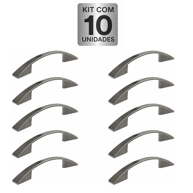 Kit 10 Puxadores Il 2092 Cromado 64mm Alça Curva Moveis Gavetas Armarios