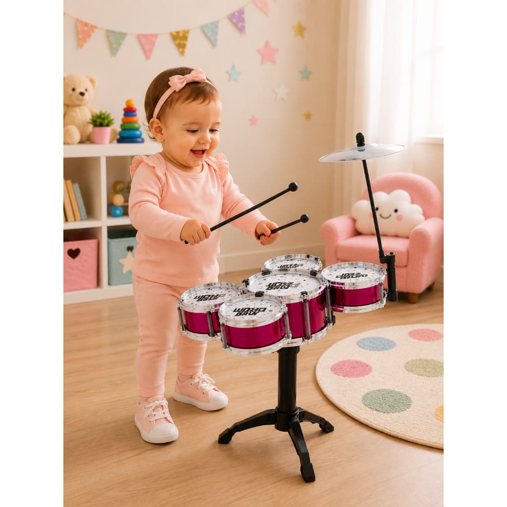 Mini Bateria Infantil Instrumento Percussão Criança 3 Anos para menina