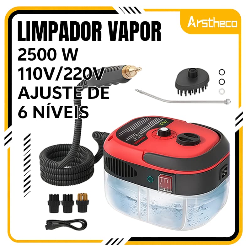Limpador A Vapor Portátil De 2500 W Máquina Limpeza Pressurizada Alta Temperatura Com Cabeças
