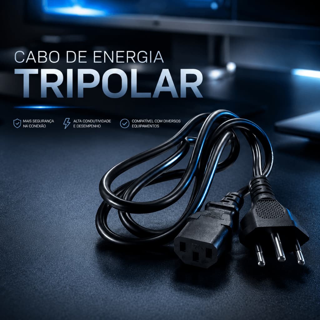 Cabo Força Tripolar 1,50m Fonte Pc Televisão Monitor Computador Impressora