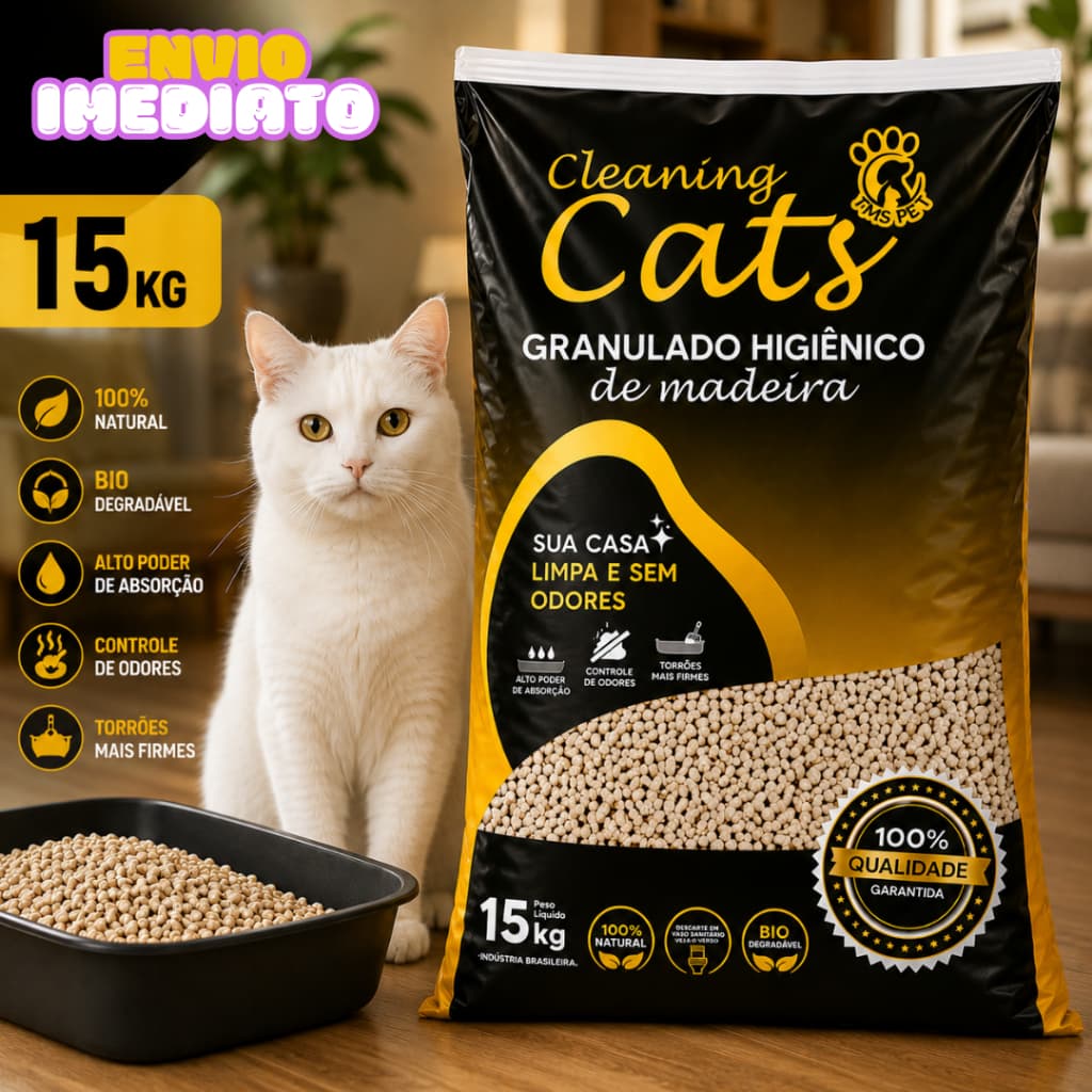 Granulado de Madeira 15KG Absorvente e sem cheiro – Envio Imediato