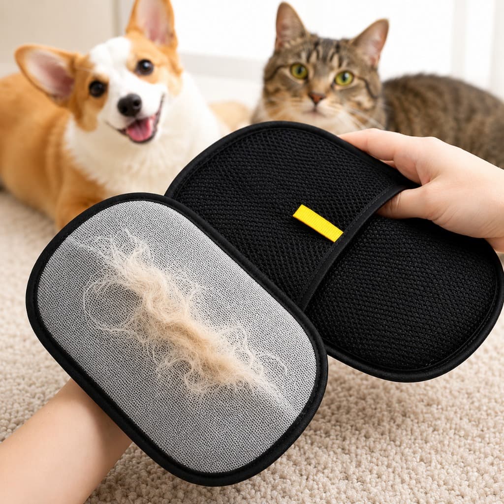 Luvas Removedoras de Pelos Dupla Face para Pets, Roupas e Sofás