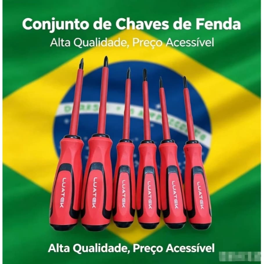 Jogo De Chave De Fenda E Philips Isolada Imantadas 6 Peças