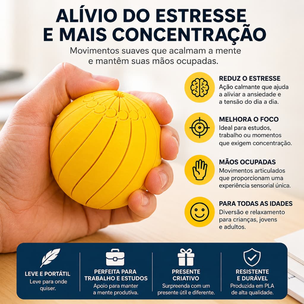 Bola Fidget Articulada | Antiestresse | Sensorial | Presente Criativo