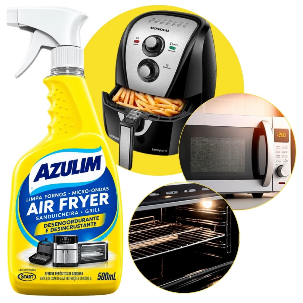 Limpa Forno Air Fryer Removedor Desengordurante Azulim 500ml Limpeza Rápida e Profunda