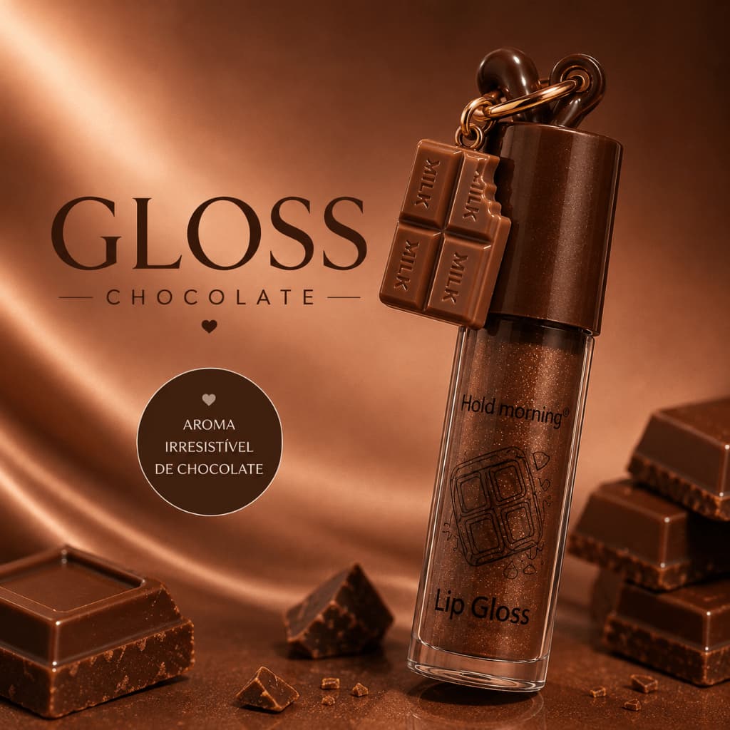 Lip Gloss Chocolate Marrom Gloss Labial Brilho Intenso Efeito Molhado