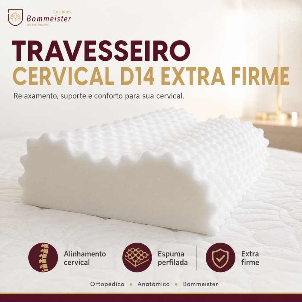 Travesseiro Cervical Ortopédico D14 Extra Firme Bommeister