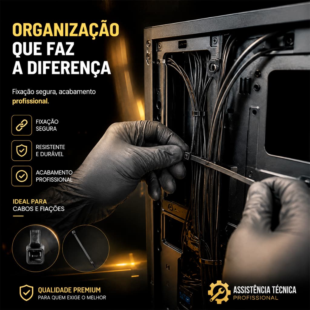 Abraçadeiras de Nylon 2,5mm x 100mm 100 Unidades Organização de computadores, cabos