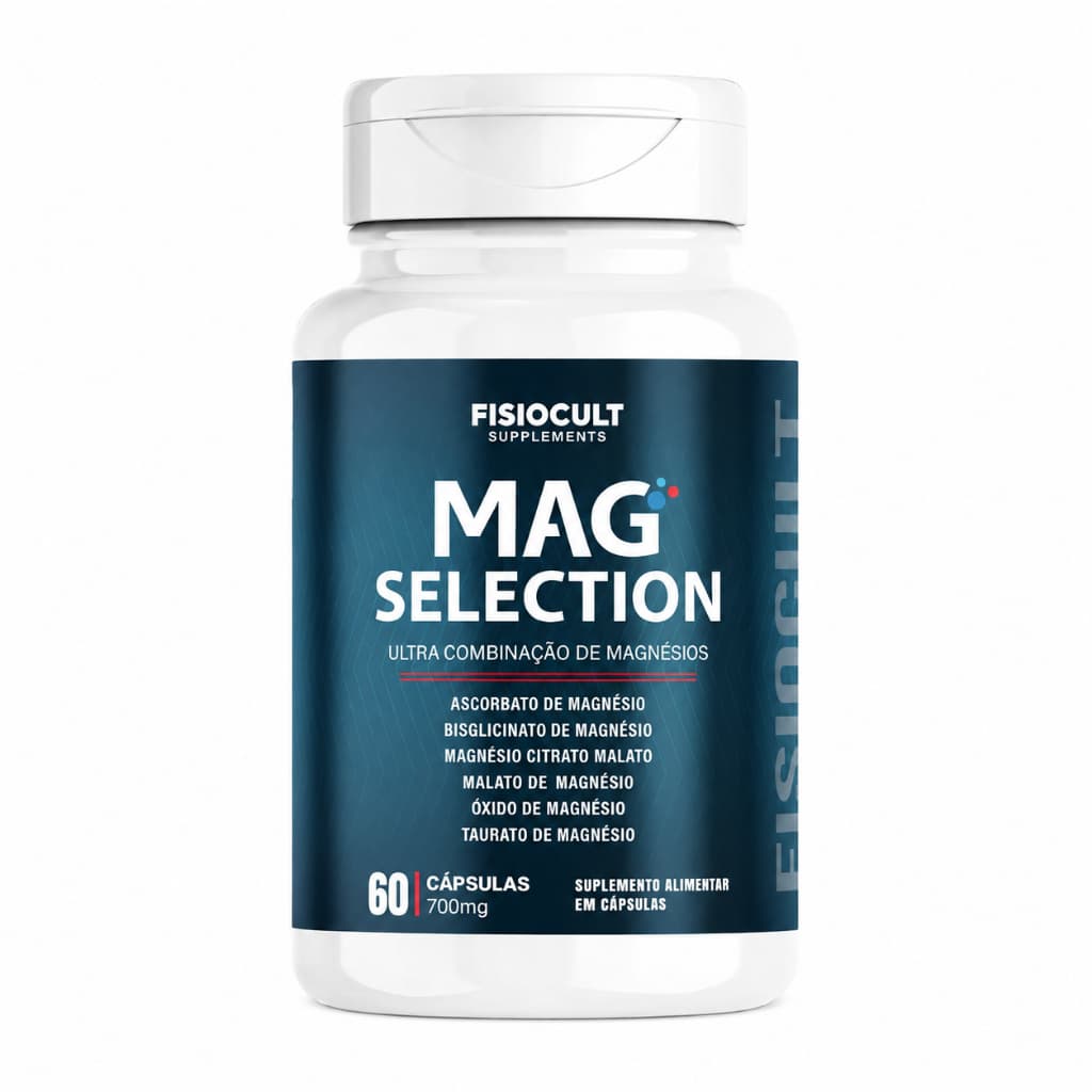 6 Magnésios 60caps 700mg Mag Selection Praticidade e Qualidade Suplemento Alimentar FisioCult