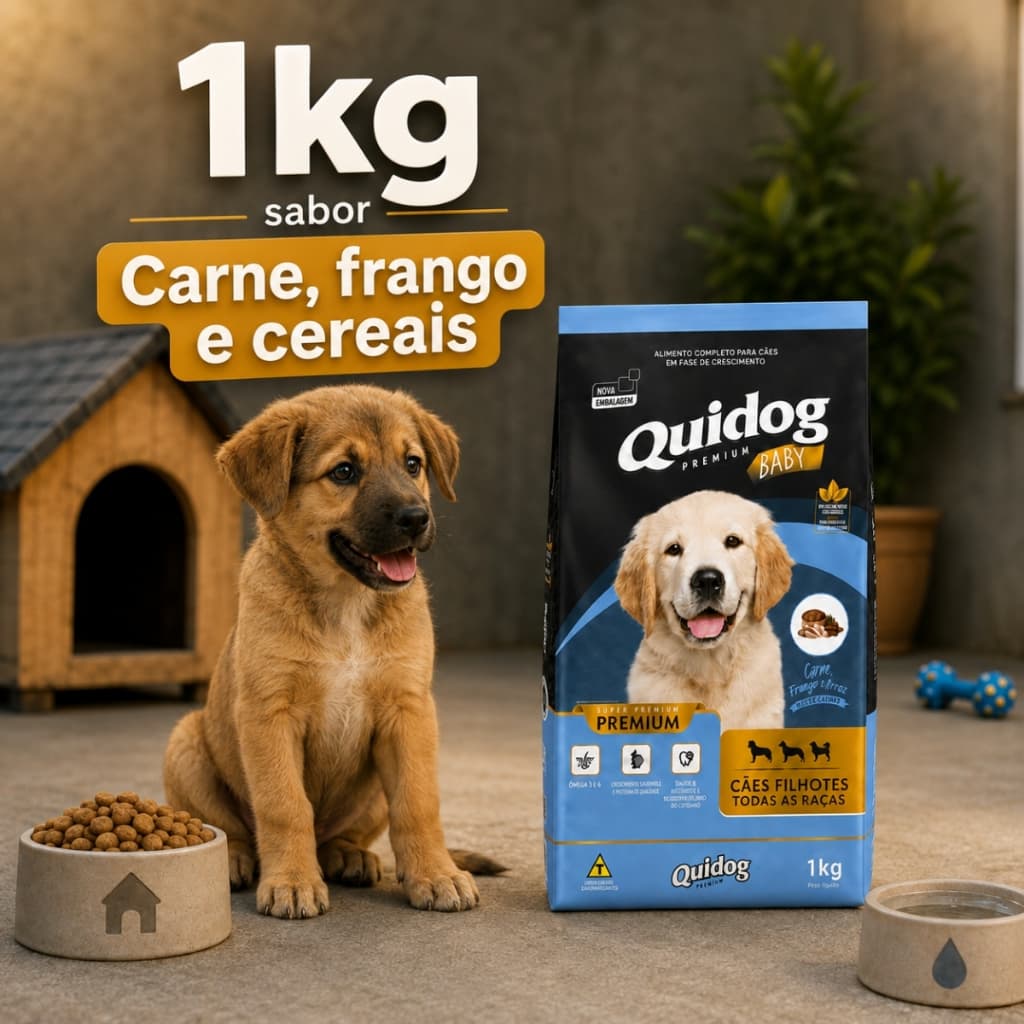 Ração Cachorro Filhote Quidog Baby Premium 1kg SEM CORANTES Sabor Carne Special Nutri