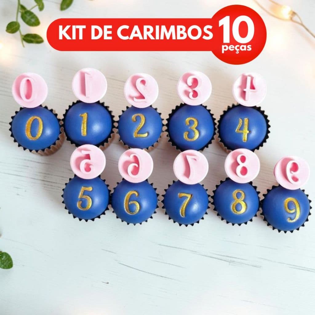 Kit Carimbos Para Doces Números para Doces, Brigadeiros, Docinhos, Massas e Biscuit - 10 Peças
