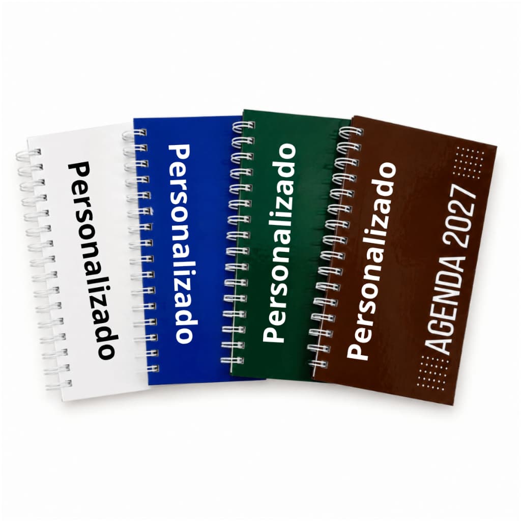 Kit Agenda 2027 Personalizada Capa Dura A5 Miolo Permanente Wire-o com 210 Folhas