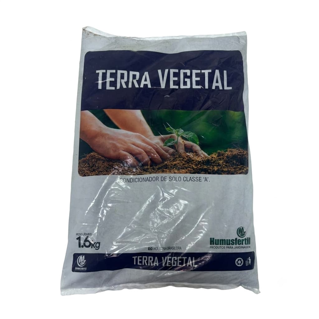 Terra Vegetal 1,6kg Terra para Plantas, Plantio, Replantio Vasos, Jardim e Horta com Composto Orgânico