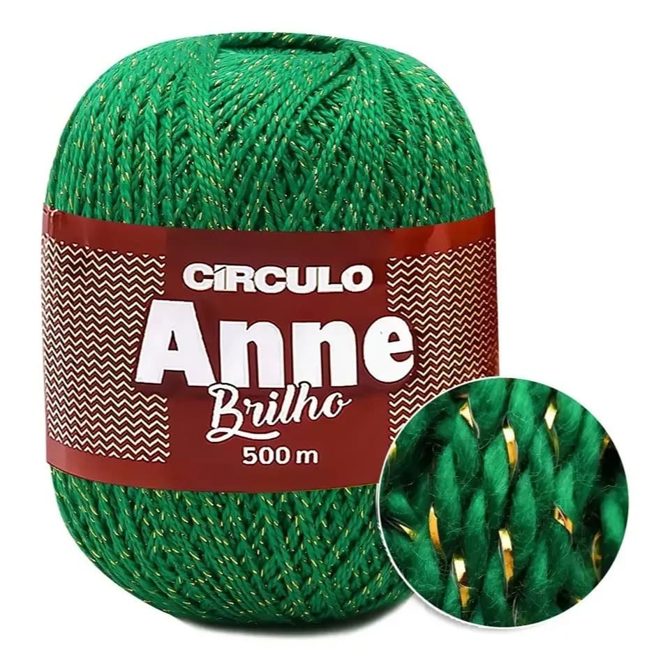 Linha Anne Brilho Círculo 500m Fio para Crochê e Tricô com Brilho Metalizado Artesanato Amigurumi