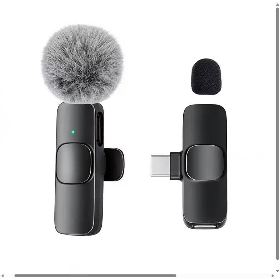 Microfone Lavalier Sem Fio Profissional USB-C Plug and Play p/ Celular Tablet Notebook Cancelamento Ruído