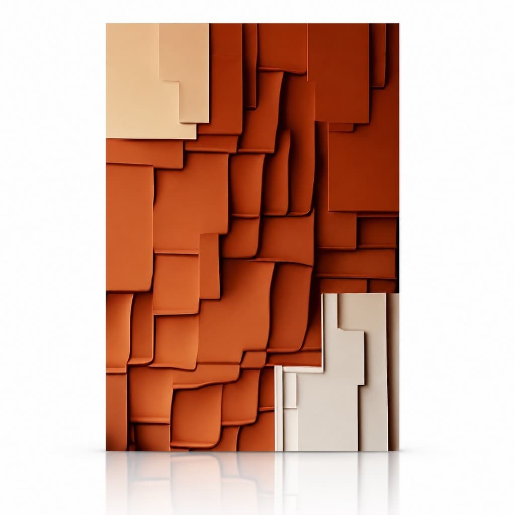 Quadro Decorativo Abstrato Ondas Marrom Laranja Arte Plástica - Sem moldura