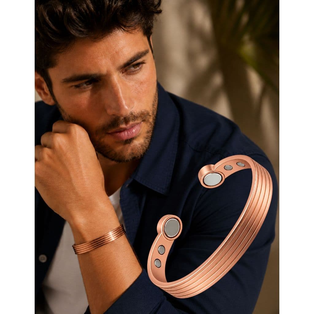 Pulseira de Cobre Masculina Bracelete Cobre Puro com Certificado