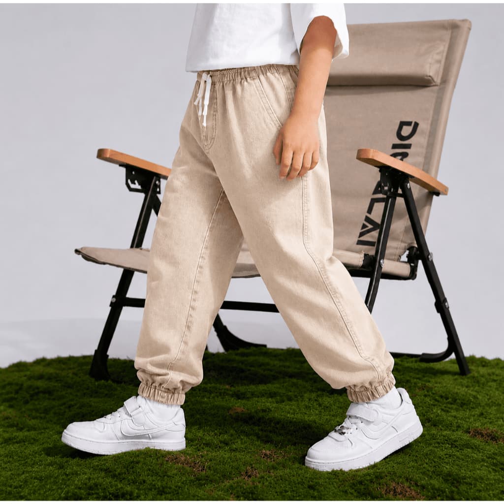 Calça Sarja Jeans Infantil Jogger Ajustável Masculina Menino