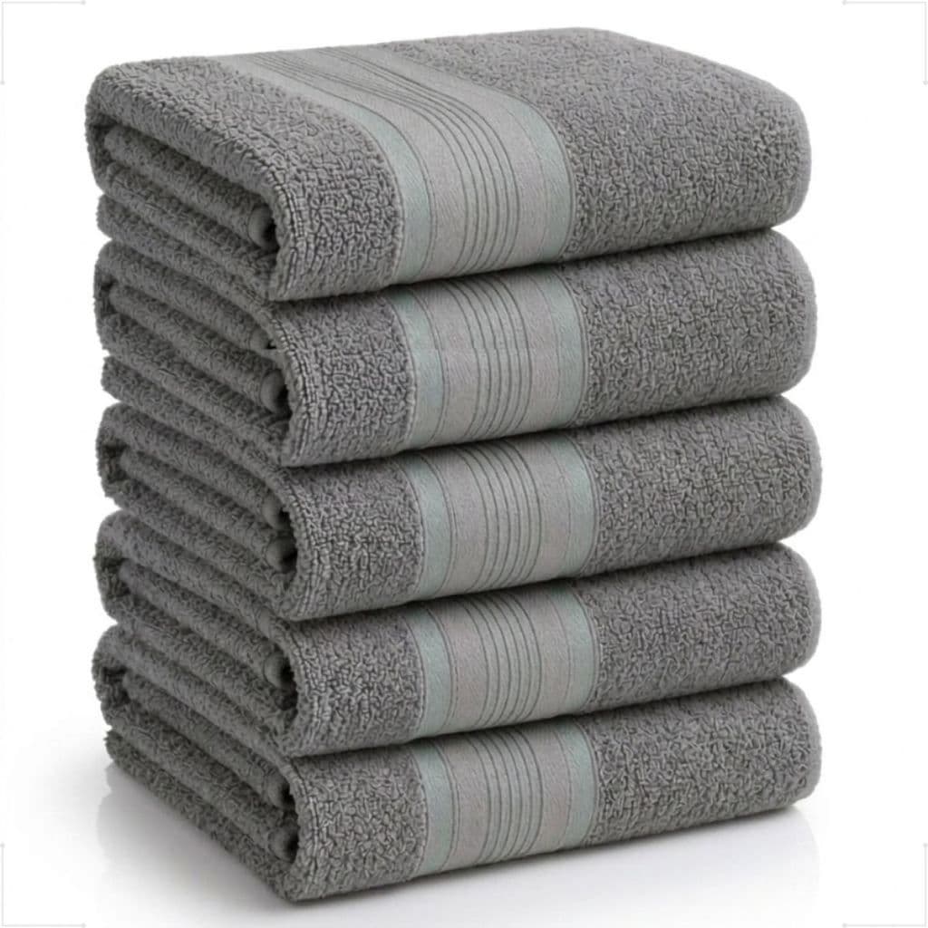 Kit 5 Toalhas de Banho Cinza 100% Algodão Jogo Banhão Premium Macia Alta Absorção Toalha Luxo Gigante 75x180cm