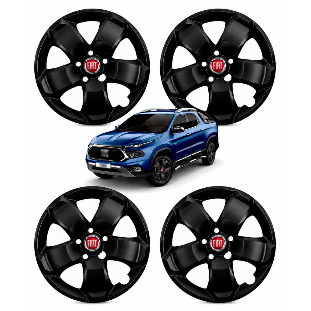 Kit 4 Calota Carlota Fiat Toro 2017 2018 2019 2020 2021 2022 2023 2024 2025 2026 Aro 16