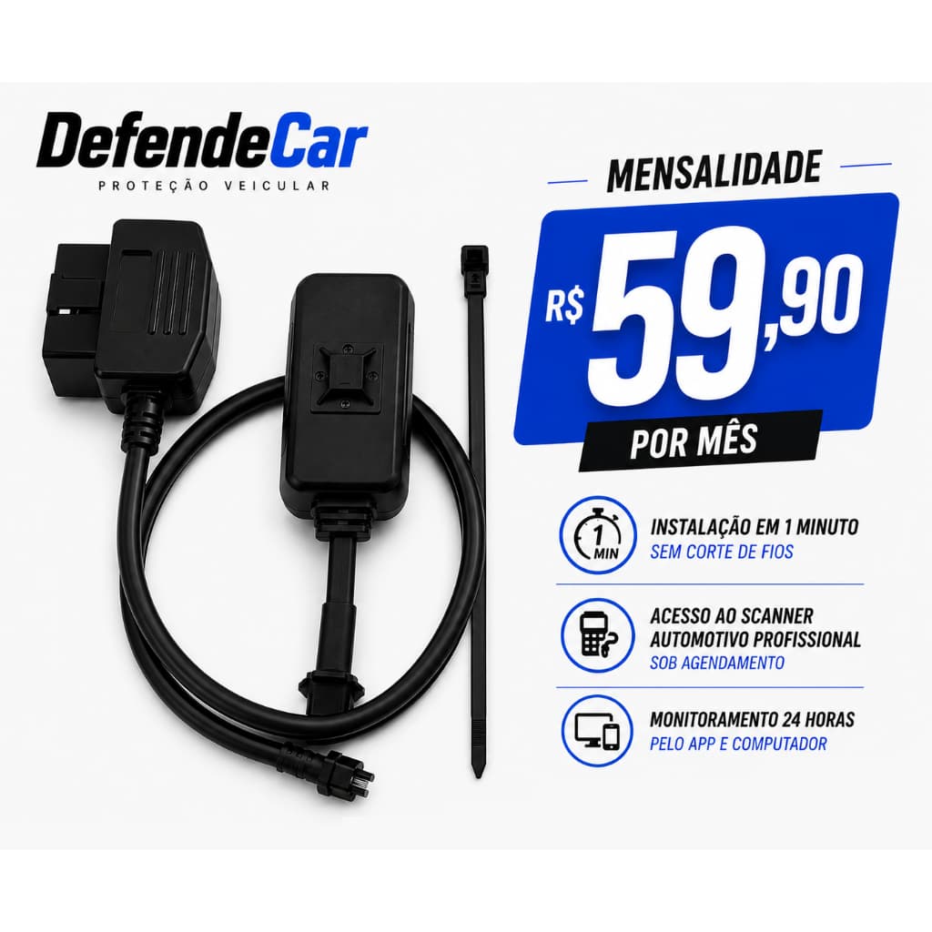 Rastreador Veicular OBD2 4G DefendeCar - Fácil Instalação
