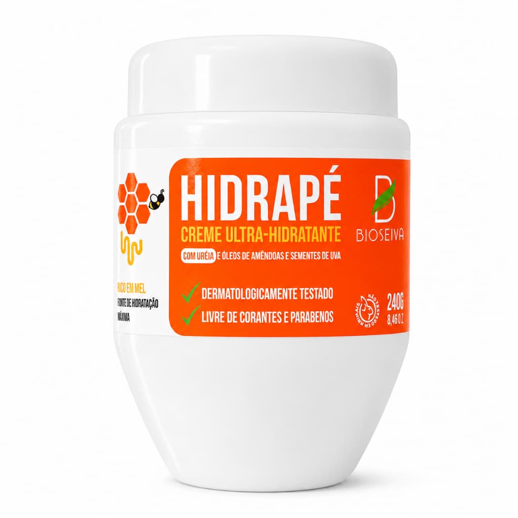 Creme Hidratante para os Pés Ureia e Mel Hidrapé BioSeiva Rachaduras Calosidades Ressecamento 240g