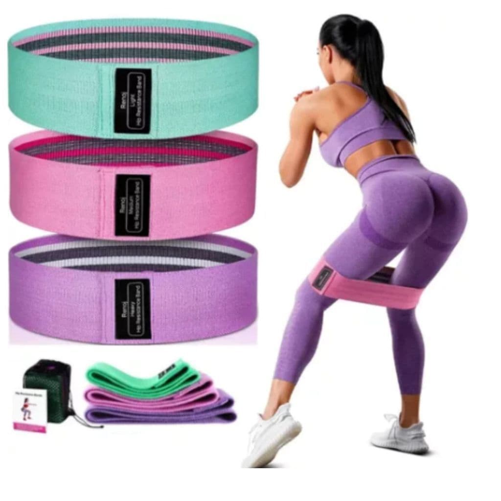 Kit 3 Faixa Elástica Hip Mini Band Treino Exercício Academia Funcional