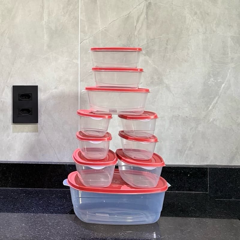 Kit Jogo de Cozinha 20/10 Potes Herméticos + Jarra 1.800ML Para Cozinha