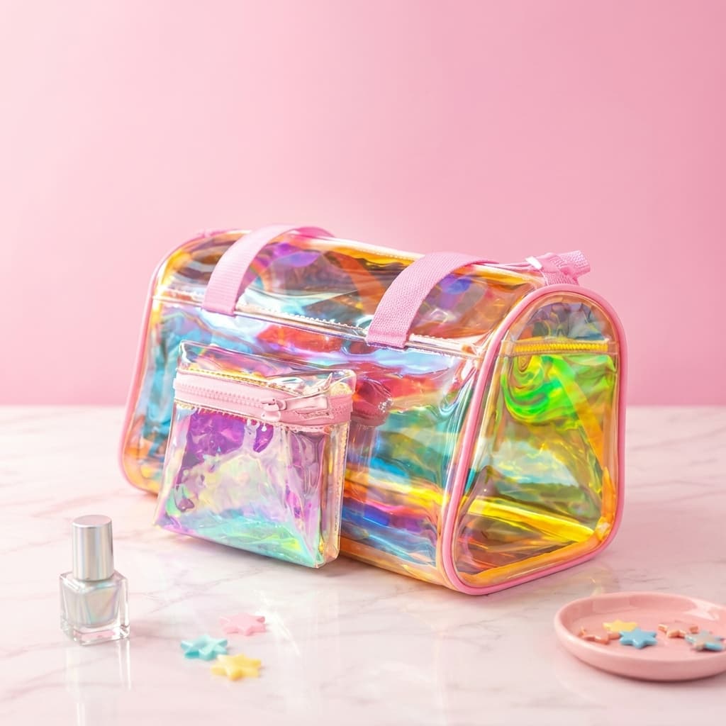 Bolsa Holográfica Transparente PVC Impermeável Praia Piscina Academia Viagem Passeios