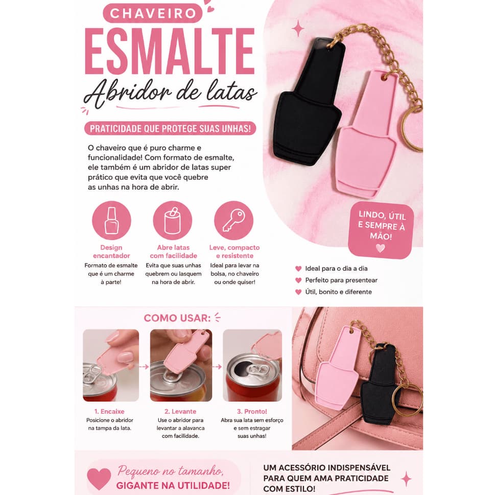 Chaveiro abridor de Lata- Formato esmalte
