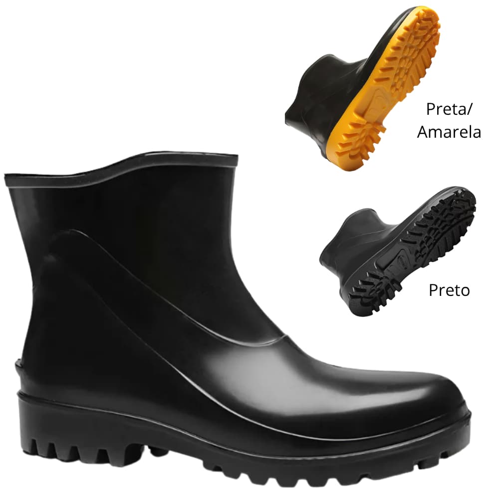Bota Galocha PVC Bracol Impermeável/Antiderrapante Cano Extra Curto Limpeza Profissional, Pesca, Construção e Motoboys