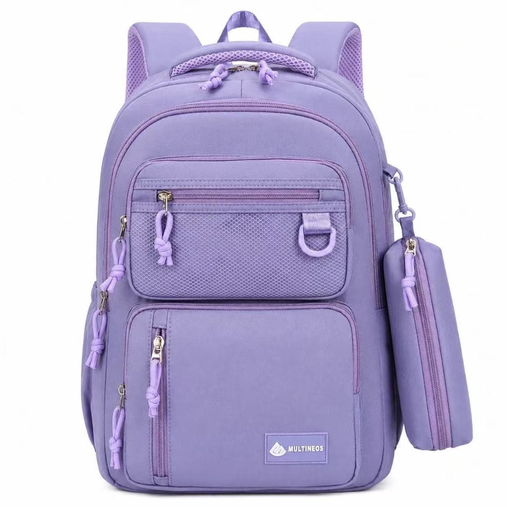 Mochila Escolar Com Estojo De Grande Capacidade Para Estudante Feminina Masculino Nylon Impermeavel