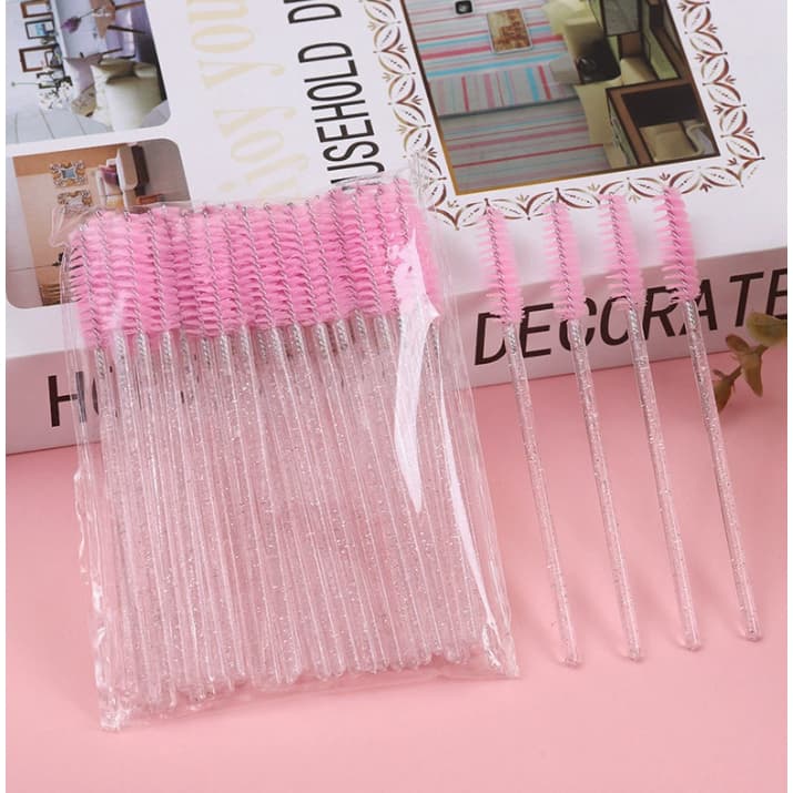 Kit 50/100/250 PCS  Escovinhas De Cílios Sobrancelha Glitter Extensão e Alongamento Descartável