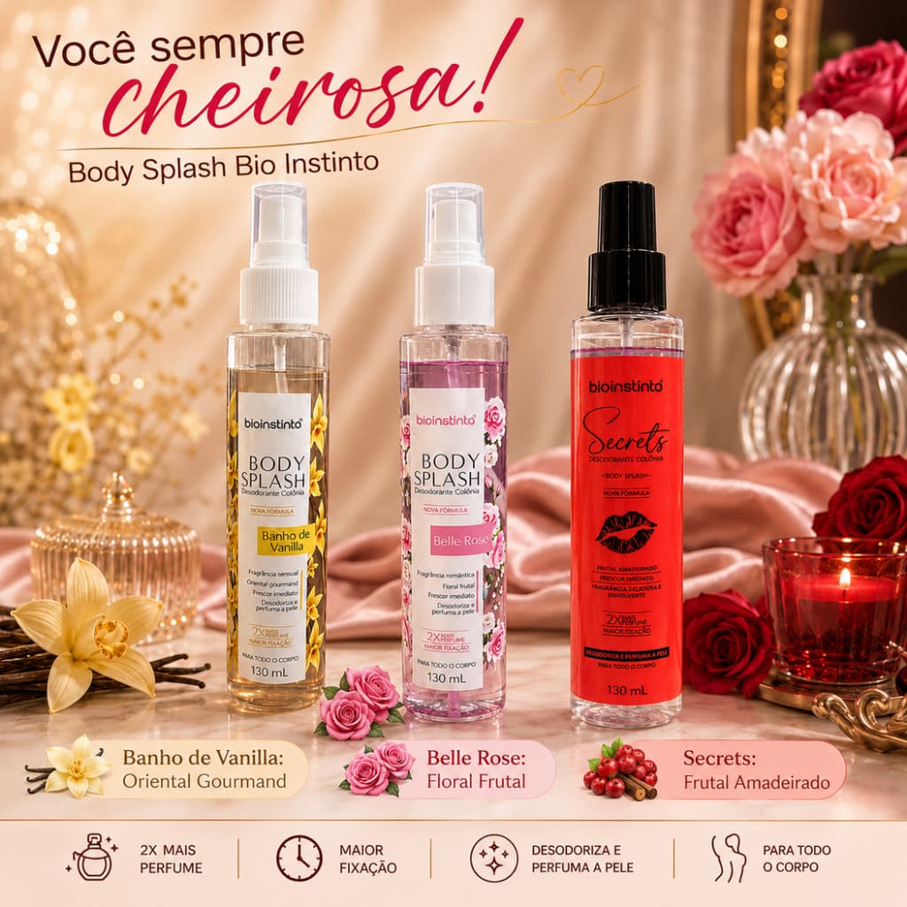 Body Splash 130ml Desodorante Colônia Perfume Bio Instinto