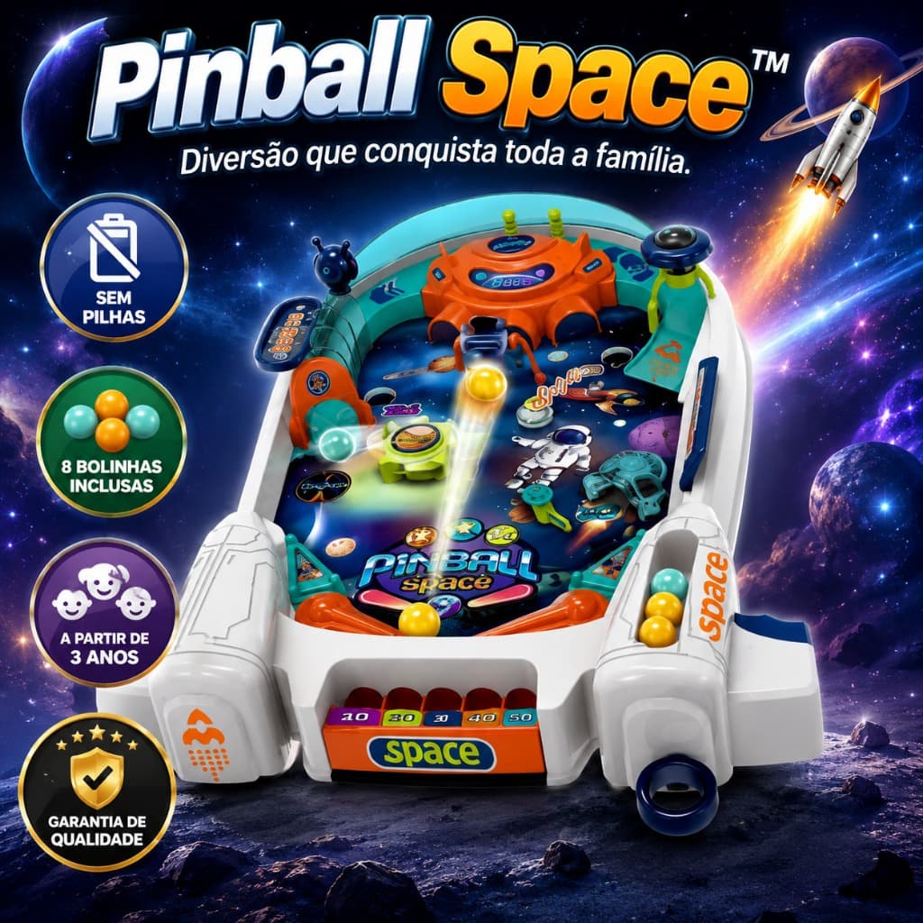 🚀 Jogo Pinball Infantil Espaço Bolinhas Educativo Diversão Criança Adultos Anti-Stress menos telas sem pilhas Espacial