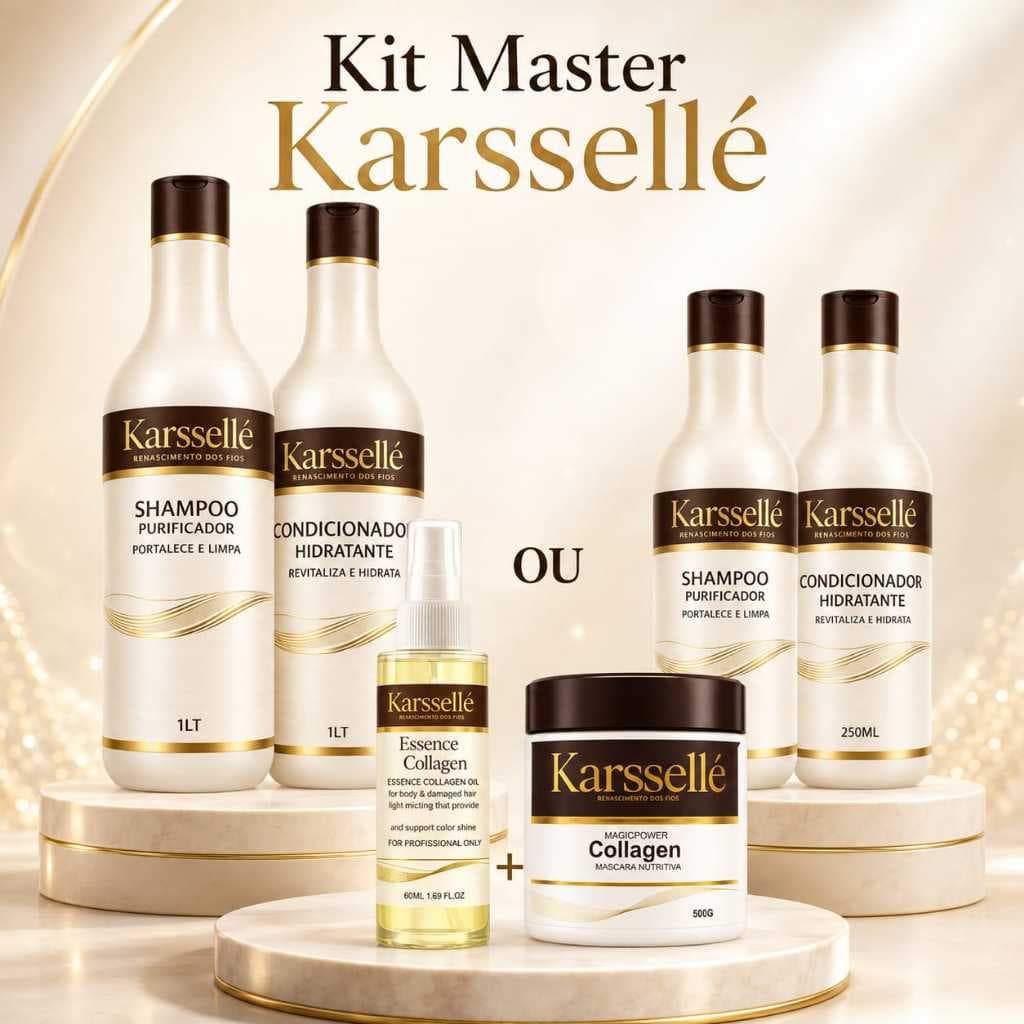 Karssellé Kit Shampoo + Condicionador 250ml OU 1LT + Máscara 500g + Oleo 60ml