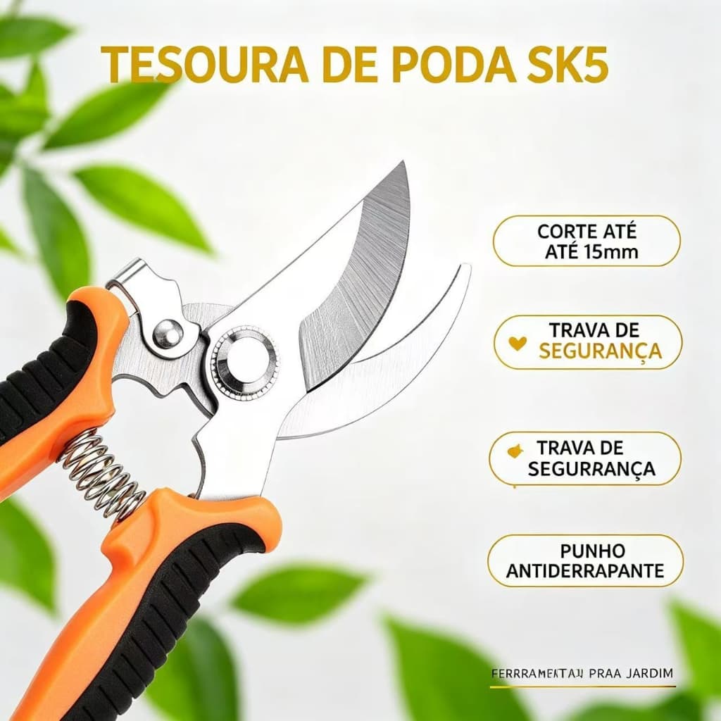 Tesoura Jardinagem Para Podar Flores Arvores Frutas E Plantas Em Vaso Tesoura de poda profissional lâmina SK5