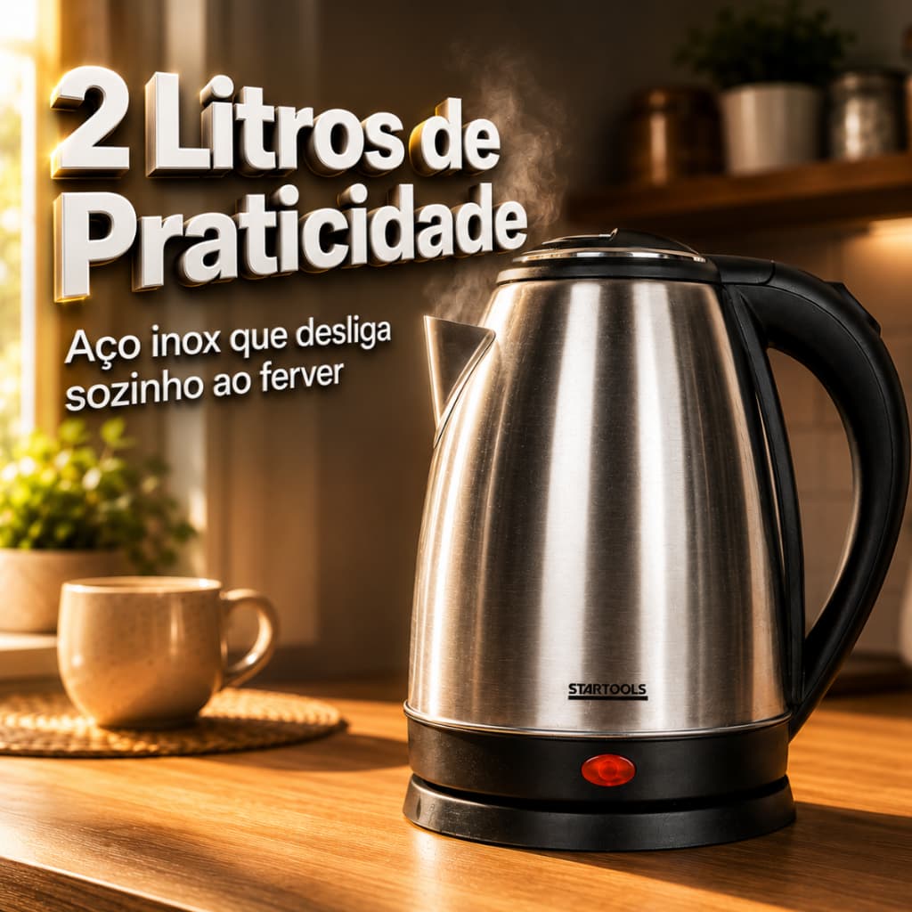 Chaleira Elétrica Inox 2l Desliga Sozinha Ferve Super Rápido