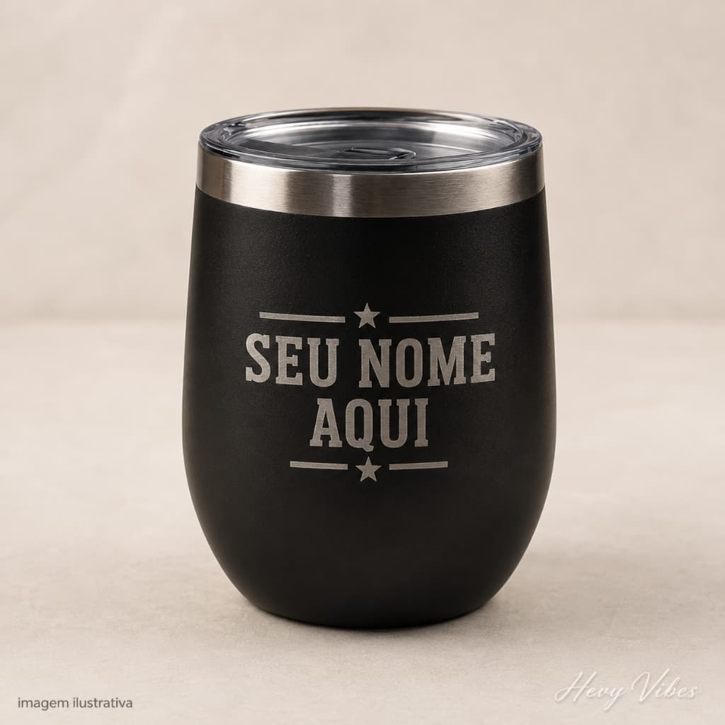 Copo Cuia Térmico Personalizado 360ml Inox Tampa Antivazamento Presente Dia dos Pais Gravação Laser
