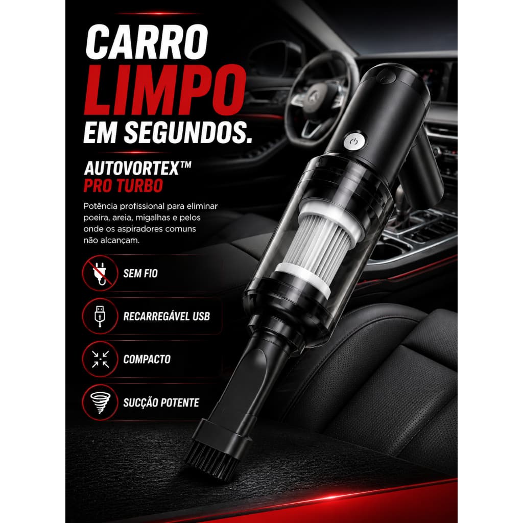 AutoVortex™ Pro Turbo Aspirador Automotivo Sem Fio Recarregável Portátil 6000Pa Carro Casa Sofá Teclado